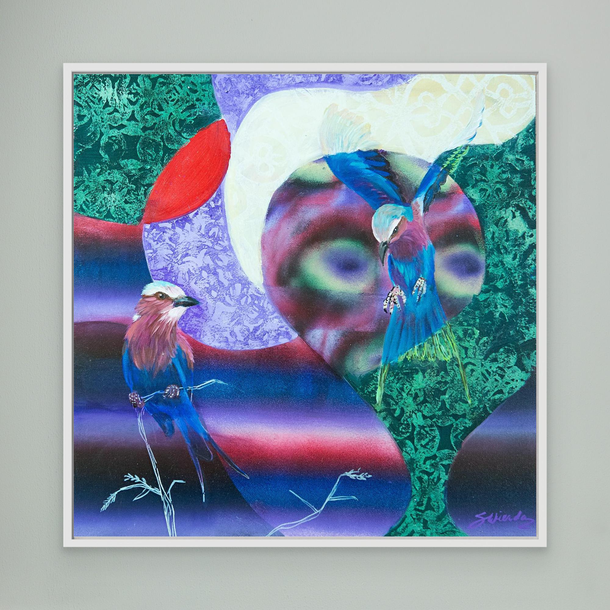 Bird Songs - The Lilac Breasted Roller. By Stefanie Wierda. Acrylic and OIl