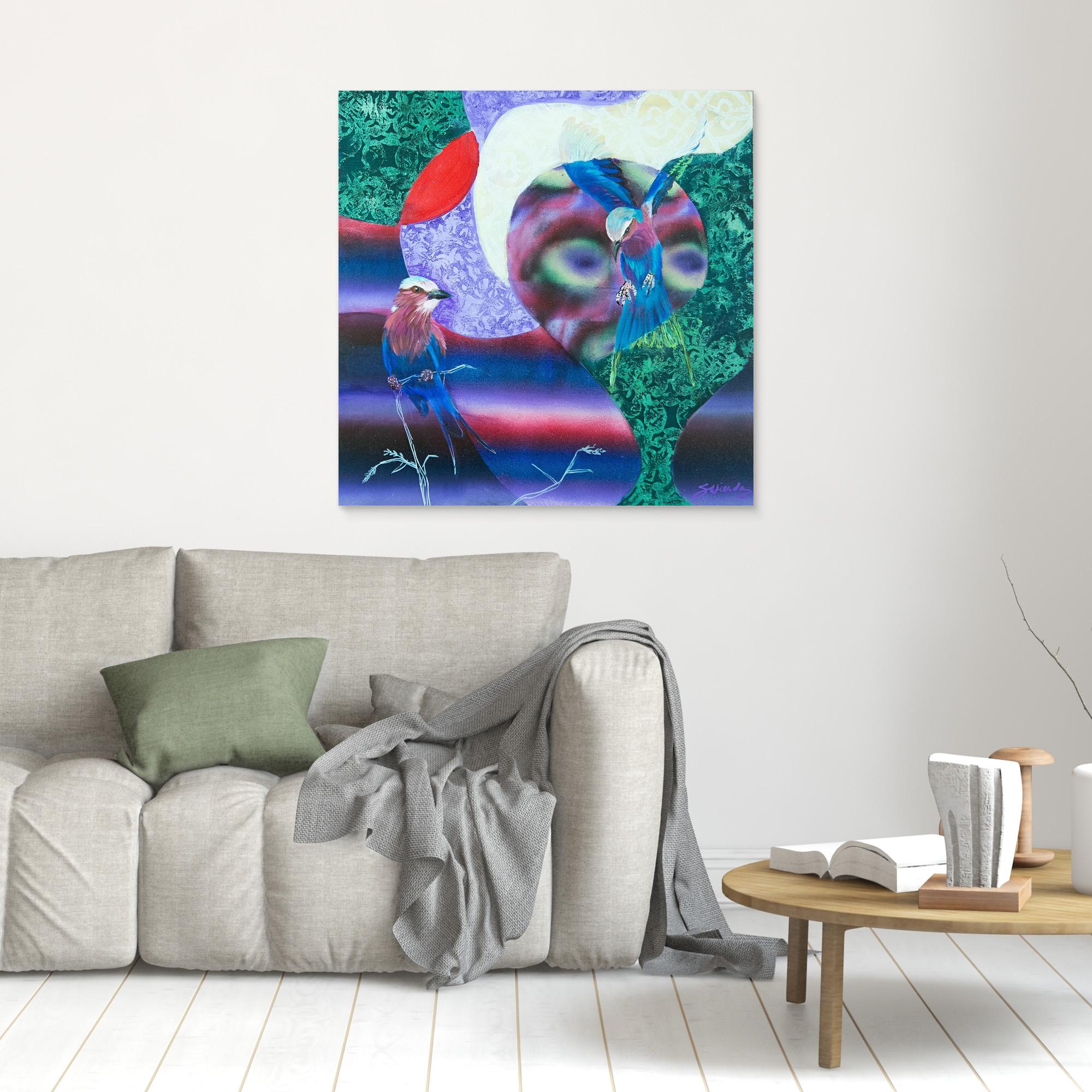 Bird Songs - The Lilac Breasted Roller. By Stefanie Wierda. Acrylic and OIl