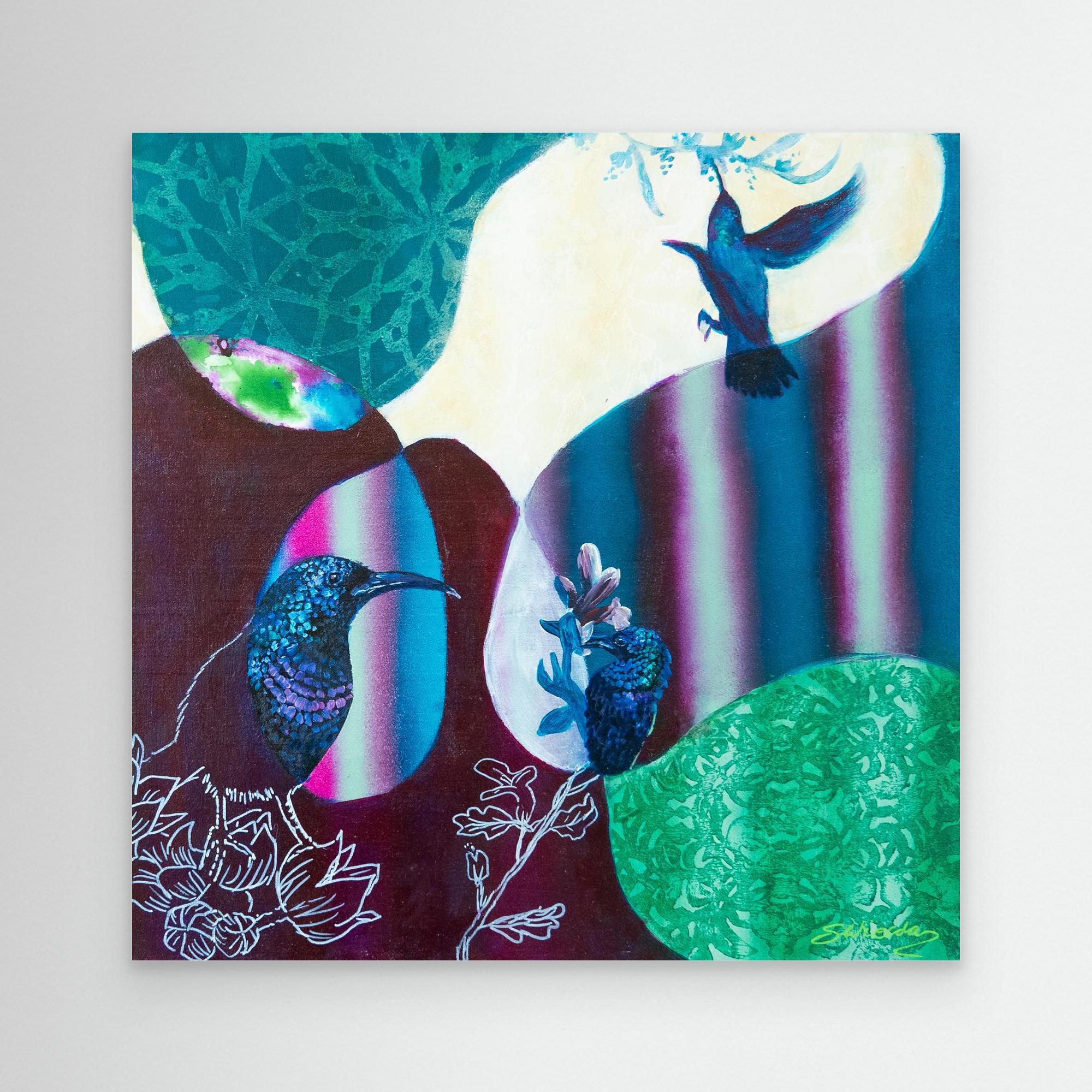 Bird Songs - The Palestine Sun Birds. By Stefanie Wierda. Acrylic and Oil