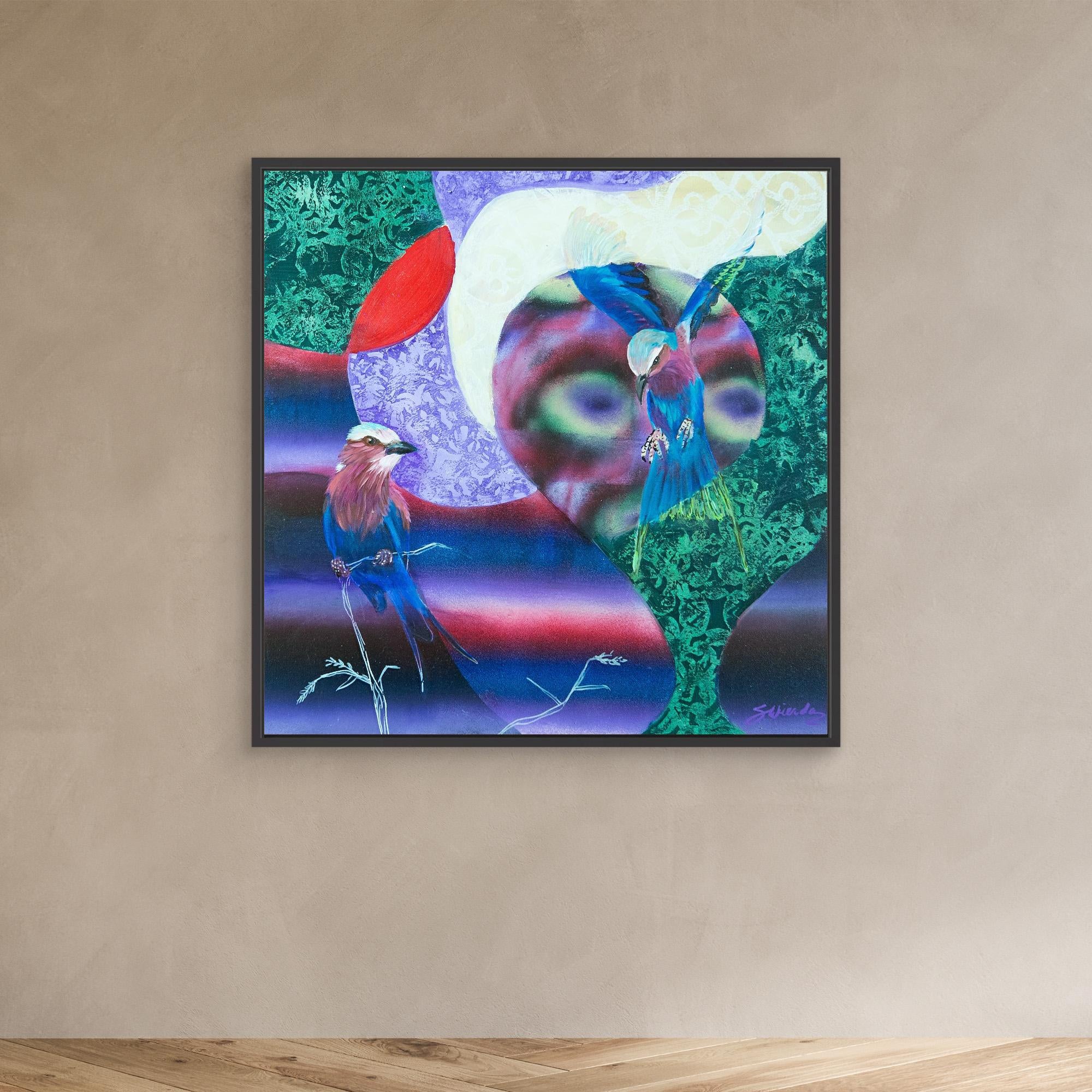 Bird Songs - The Lilac Breasted Roller. By Stefanie Wierda. Acrylic and OIl
