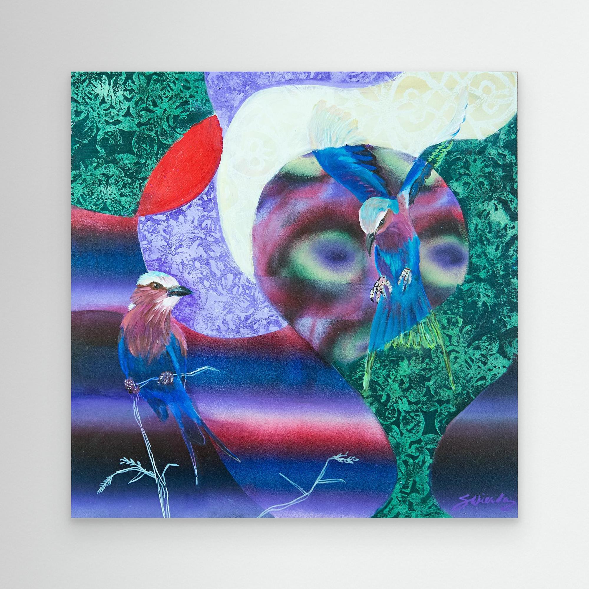 Bird Songs - The Lilac Breasted Roller. By Stefanie Wierda. Acrylic and OIl