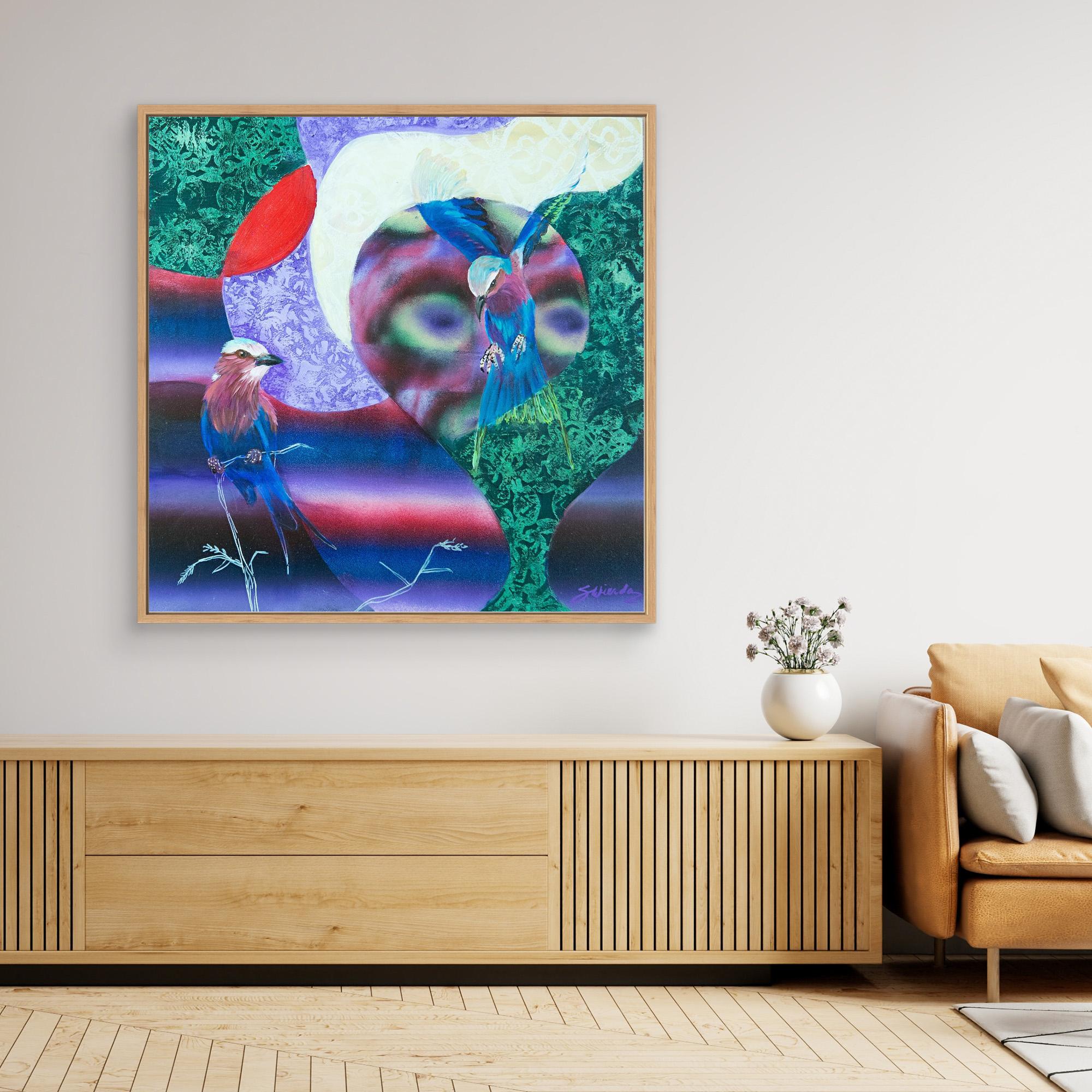 Bird Songs - The Lilac Breasted Roller. By Stefanie Wierda. Acrylic and OIl