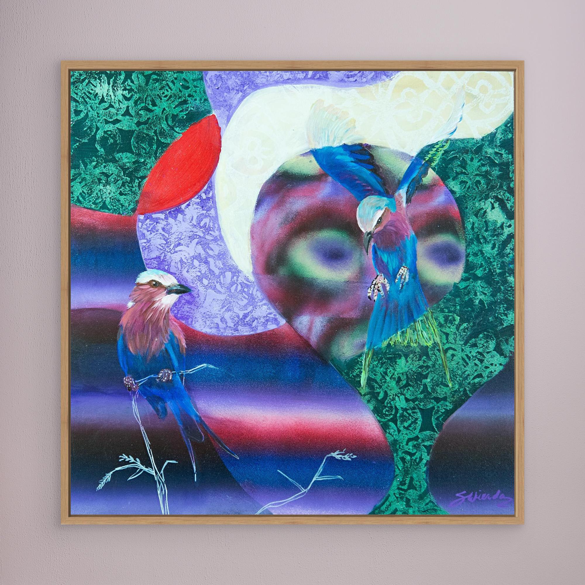 Bird Songs - The Lilac Breasted Roller. By Stefanie Wierda. Acrylic and OIl