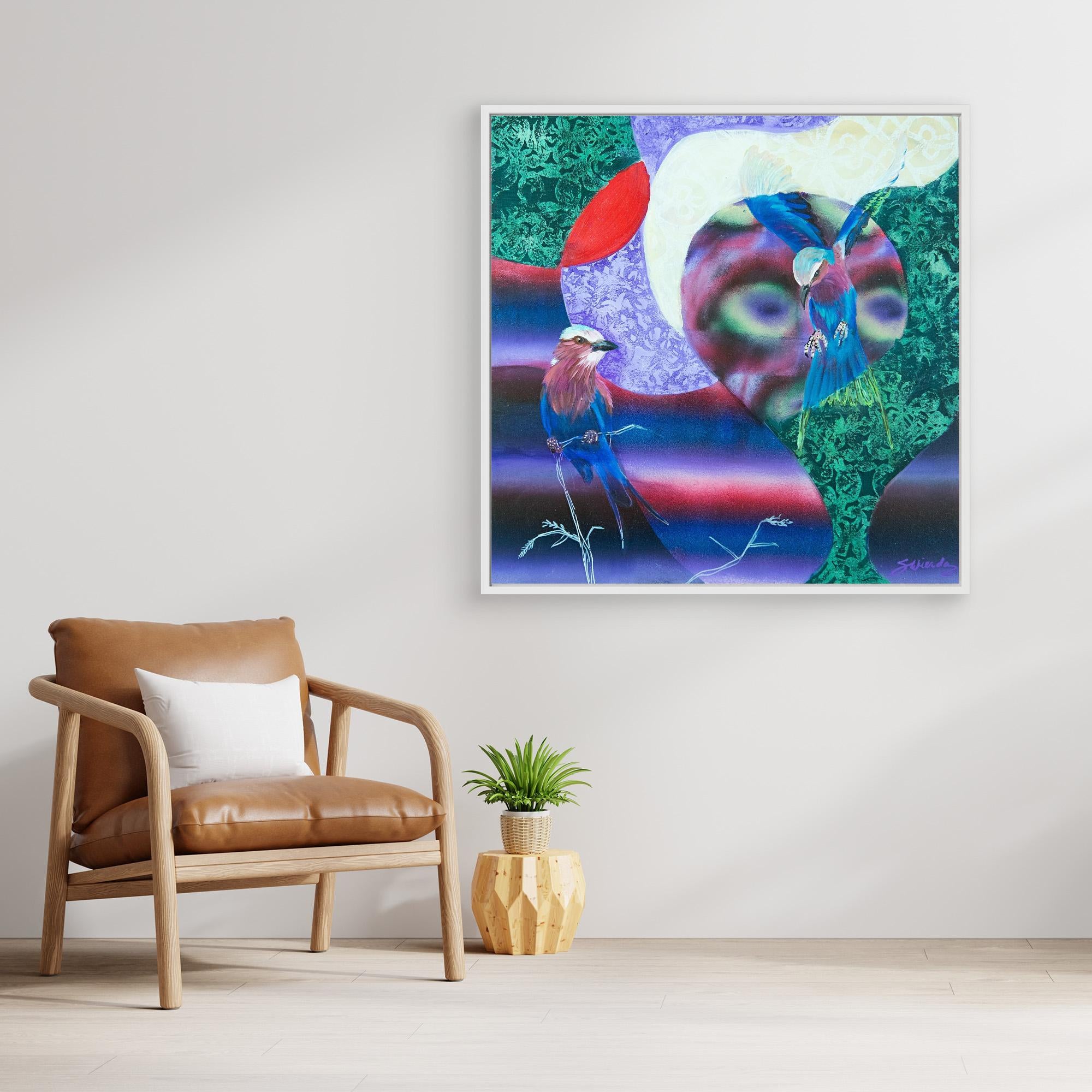 Bird Songs - The Lilac Breasted Roller. By Stefanie Wierda. Acrylic and OIl
